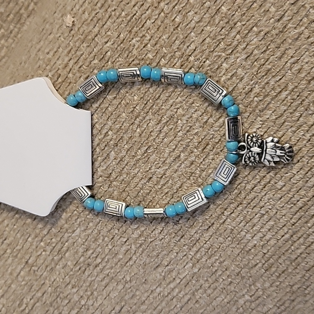 Owl Turquoise Stretch Bracelet New